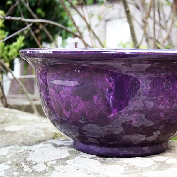 40cm Aegean Bowl Burnt Burgundy Plant Pot