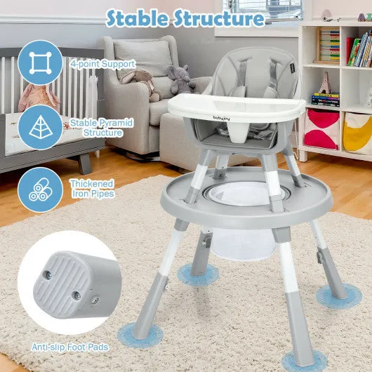 6-in-1 Baby High Chair Infant Activity Center With Height Adjustment-Gray