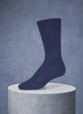 75% Cashmere Rib Sock in Indigo