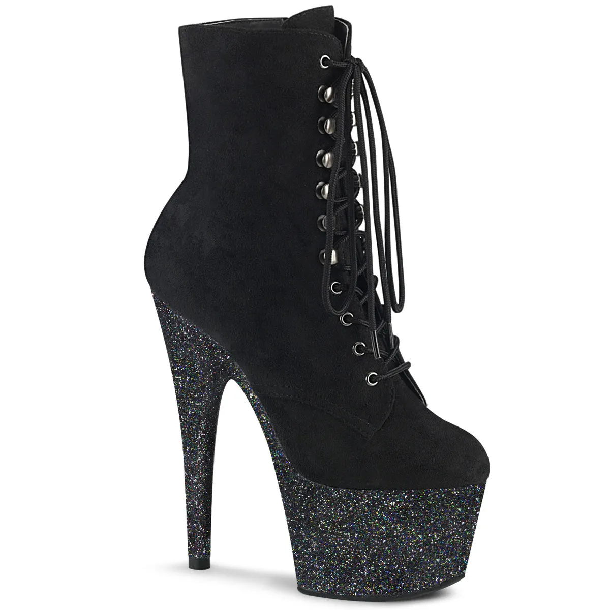 ADORE-1020FSMG Pleaser Shoes Black Faux Suede Platform Ankle Boot