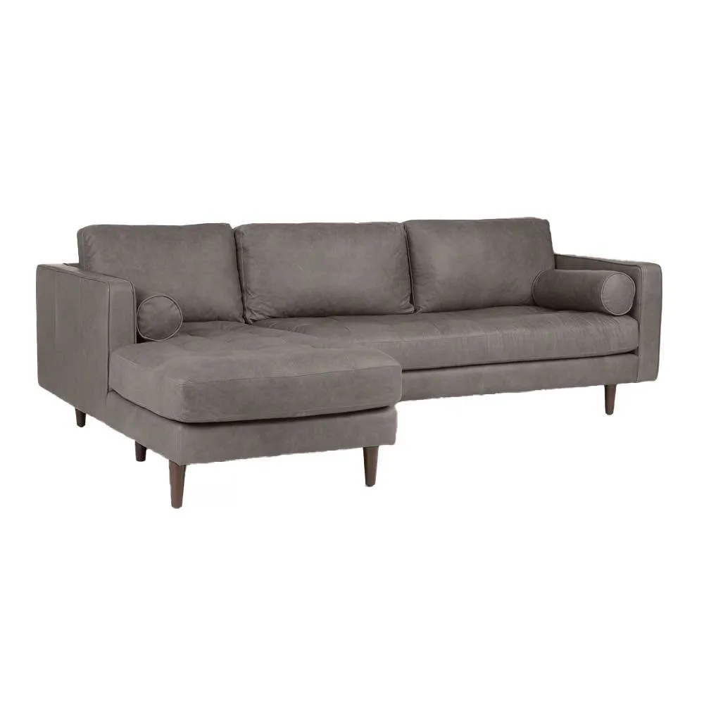 Ashla L-Shape Grey Faux Leather Sofa