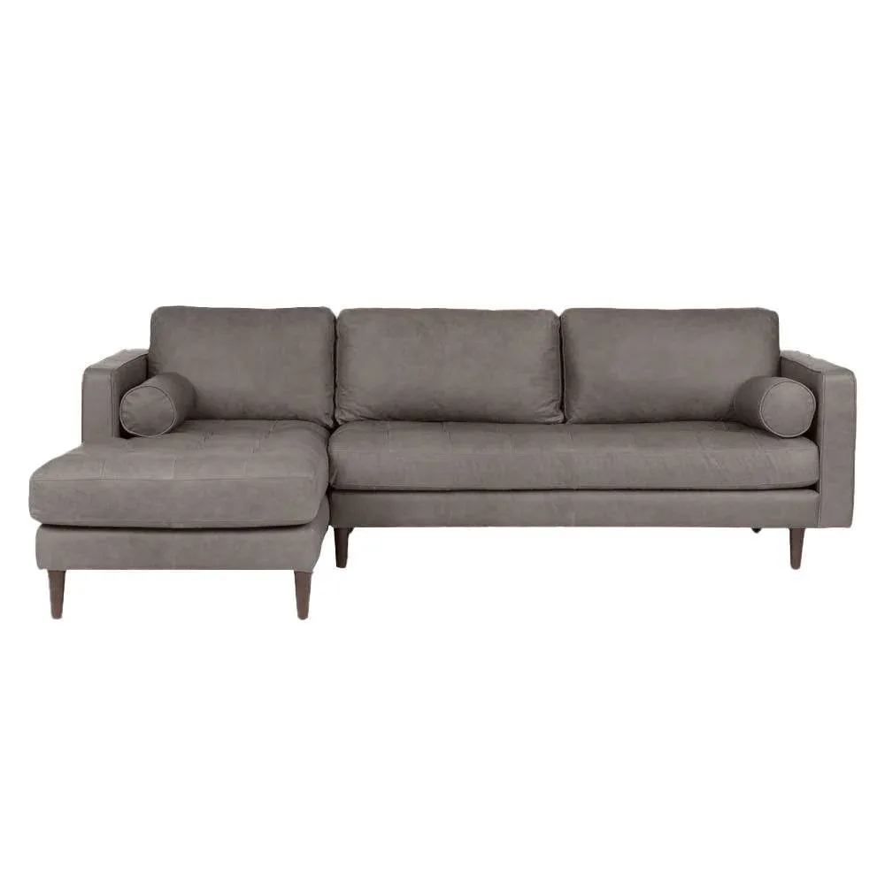 Ashla L-Shape Grey Faux Leather Sofa