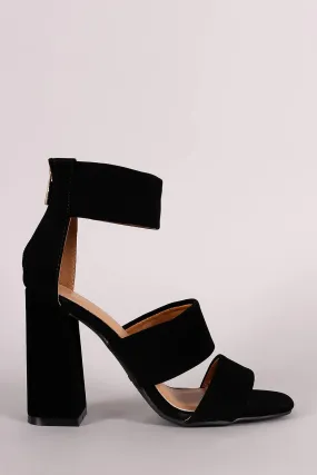 Bamboo Double Band Ankle Cuff Chunky Heel