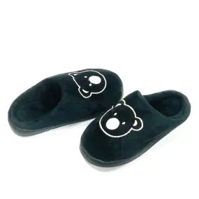 Bear Black Rubber Sole Warm Cotton Winter Slippers 4400