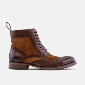 Belmont Mahogany Leather Wingtip Combat Boots