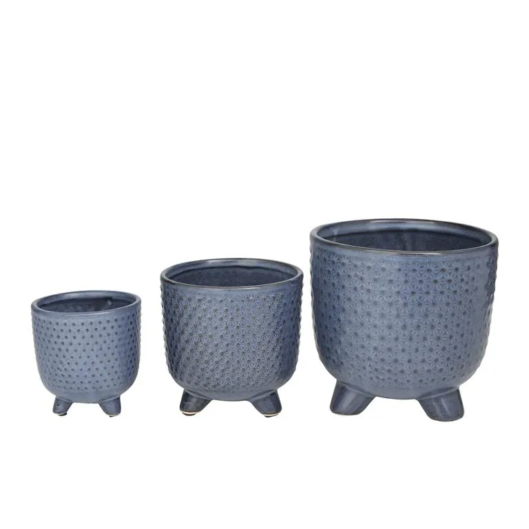 BLUE CERAMIC INDOOR OUTDOOR PLANTER