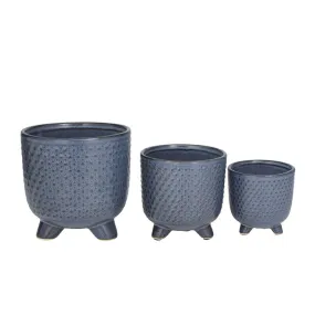 BLUE CERAMIC INDOOR OUTDOOR PLANTER