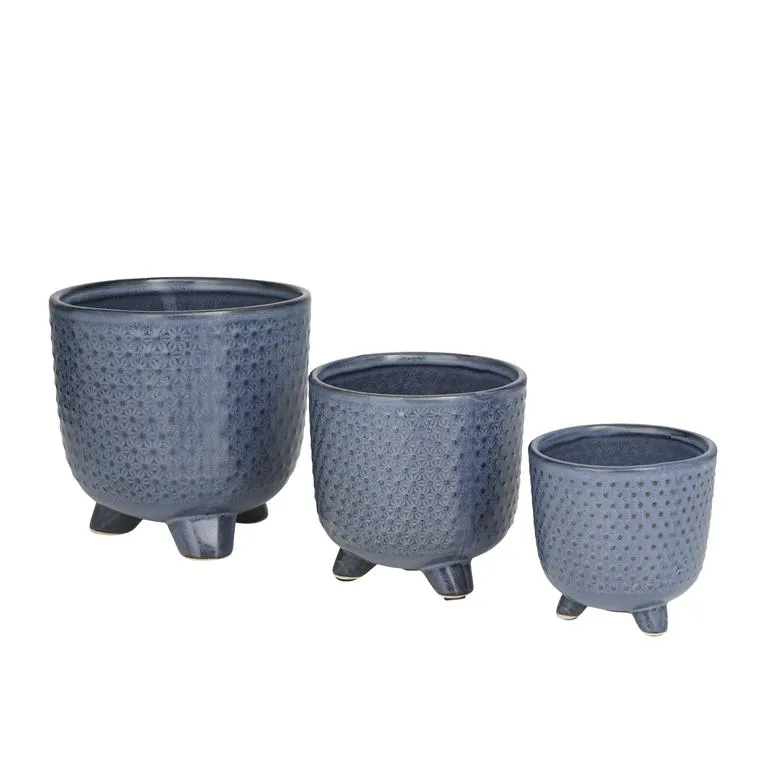 BLUE CERAMIC INDOOR OUTDOOR PLANTER