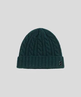 Cashmere Wool Telemark Beanie: Green Night