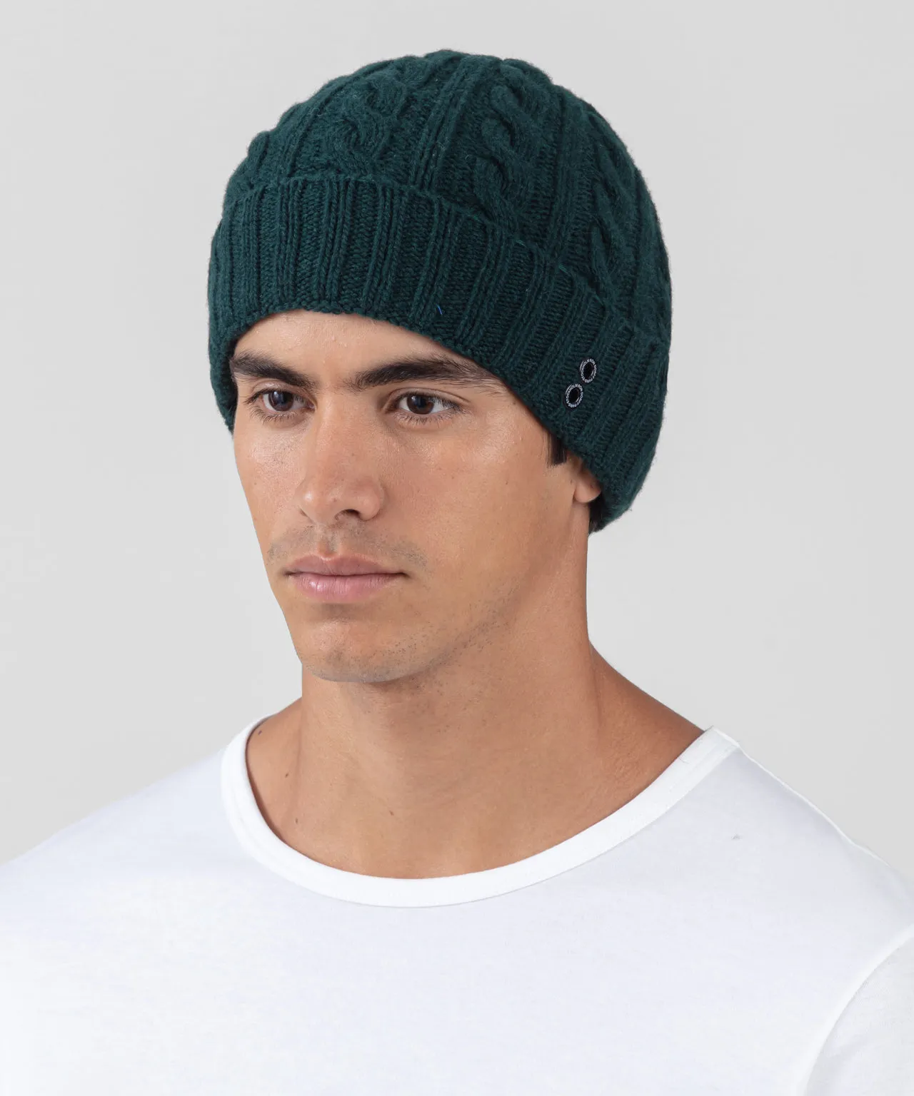 Cashmere Wool Telemark Beanie: Green Night