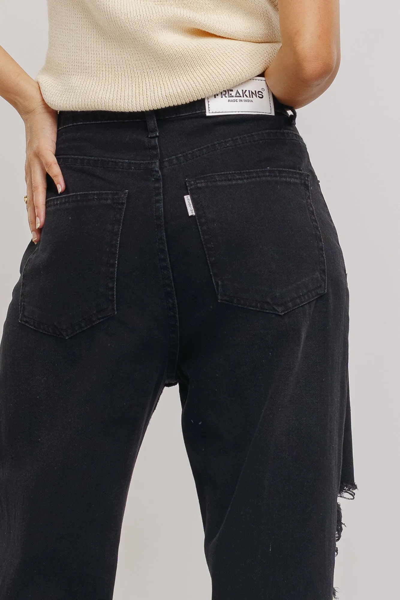 Charcoal Straight Distress Jeans