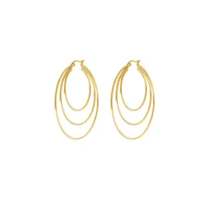 Courage Waterproof 3 Ring Statement Earring 18 Carat Gold