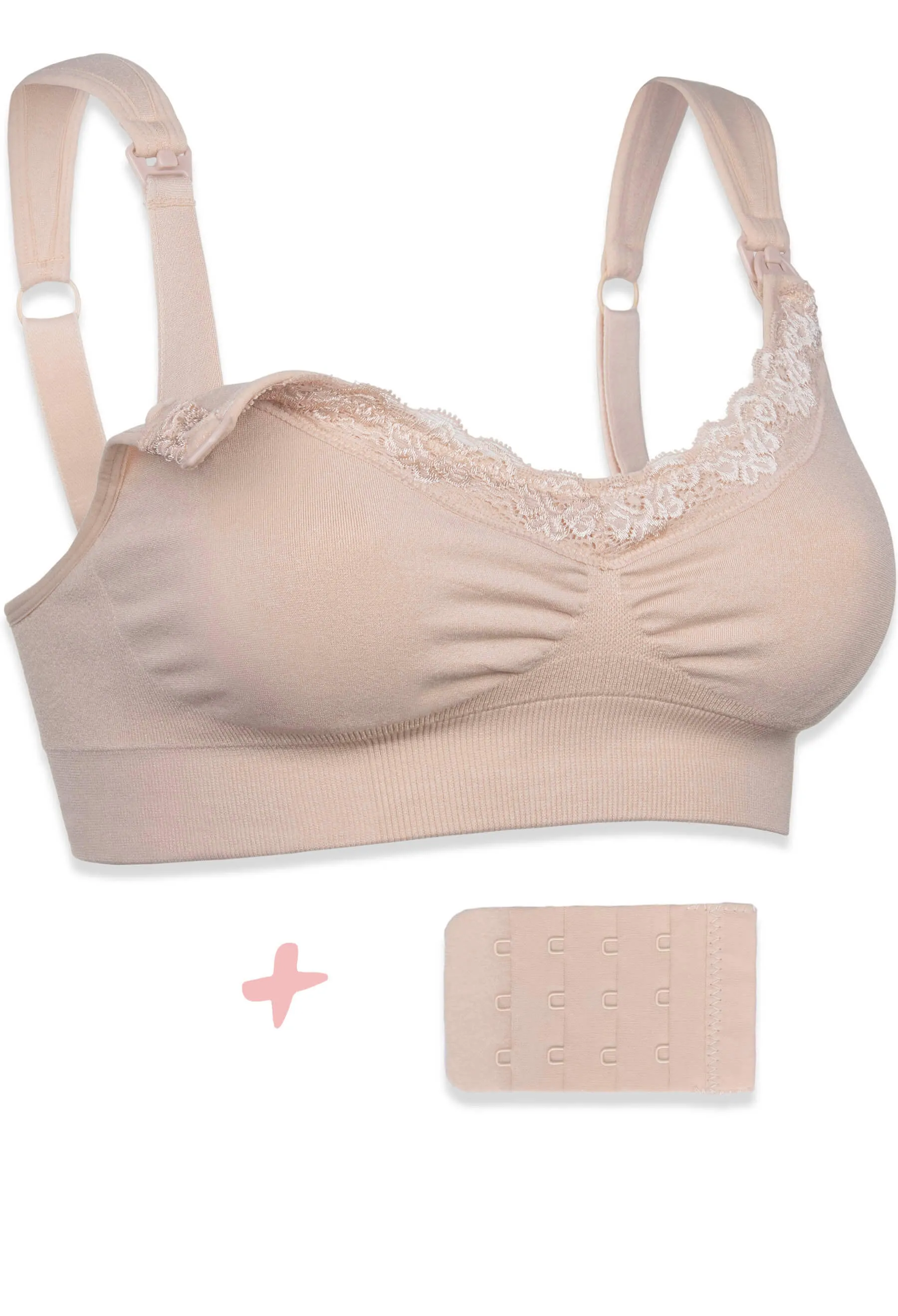 Cushion Padded Strap Wire Free Maternity and Nursing Bra   Bra Extender Set