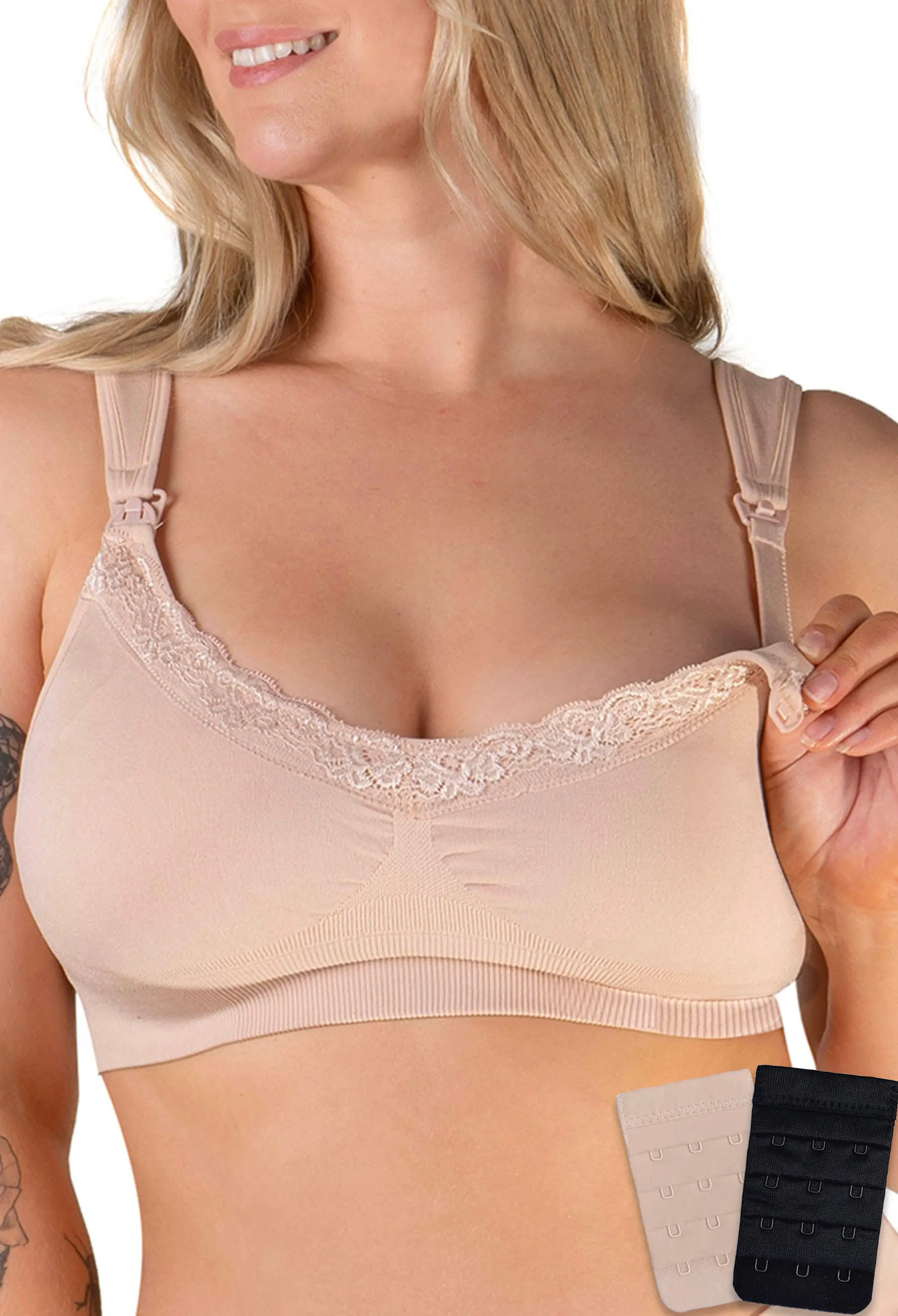 Cushion Padded Strap Wire Free Maternity and Nursing Bra   Bra Extender Set