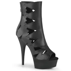 DELIGHT-1014 Black Calf High Peep Toe Boots