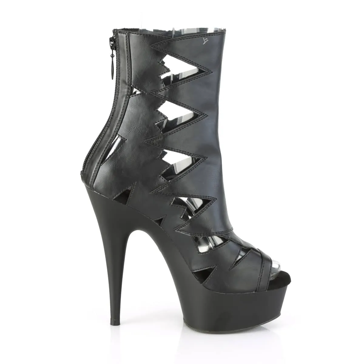 DELIGHT-1014 Black Calf High Peep Toe Boots