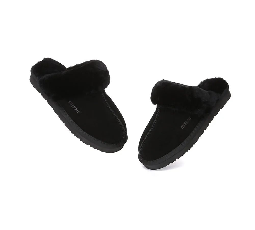 EVERAU® UGG Slippers Sheepskin Wool Suede Scuff Muffin