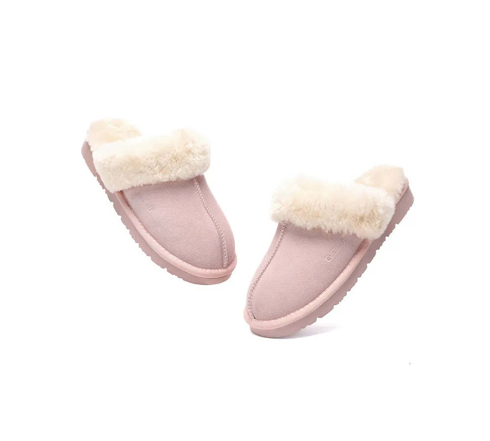 EVERAU® UGG Slippers Sheepskin Wool Suede Scuff Muffin