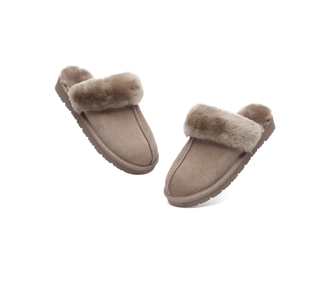 EVERAU® UGG Slippers Sheepskin Wool Suede Scuff Muffin