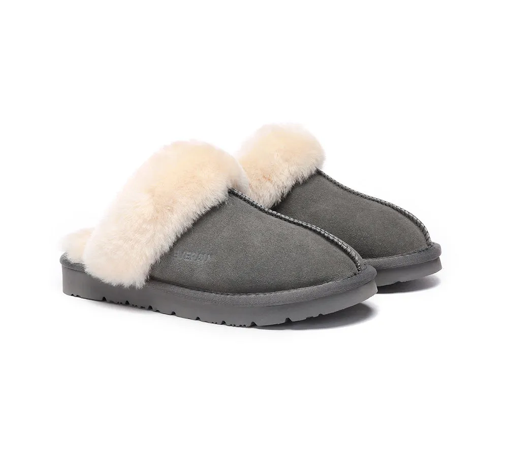 EVERAU® UGG Slippers Sheepskin Wool Suede Scuff Muffin