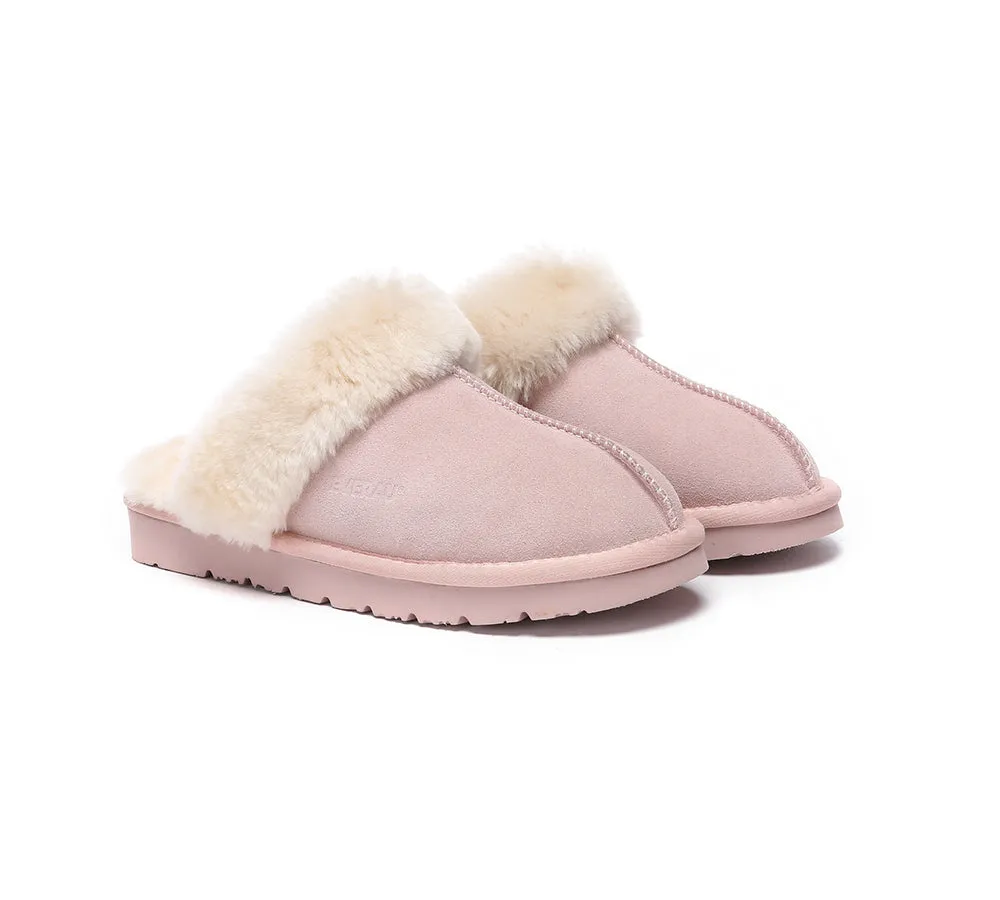 EVERAU® UGG Slippers Sheepskin Wool Suede Scuff Muffin