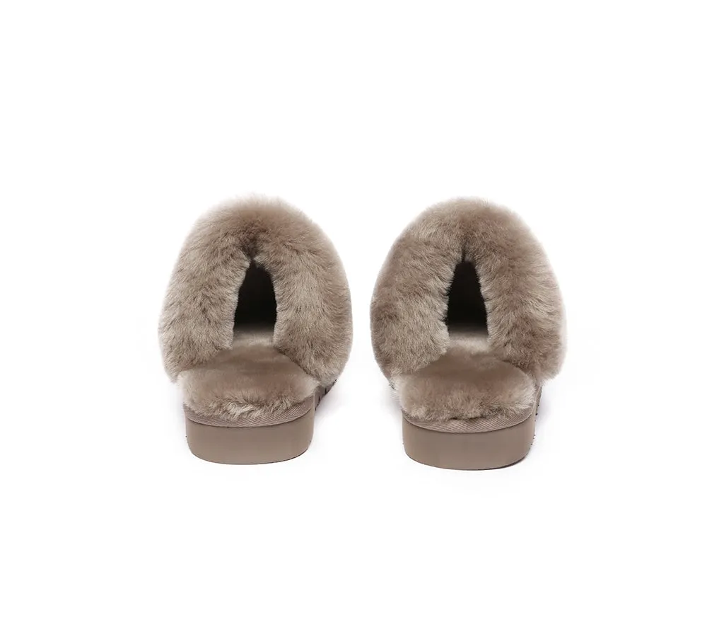 EVERAU® UGG Slippers Sheepskin Wool Suede Scuff Muffin