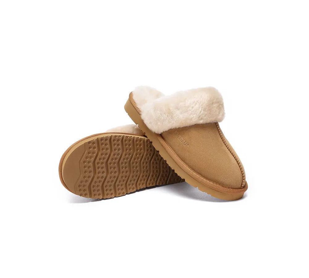 EVERAU® UGG Slippers Sheepskin Wool Suede Scuff Muffin