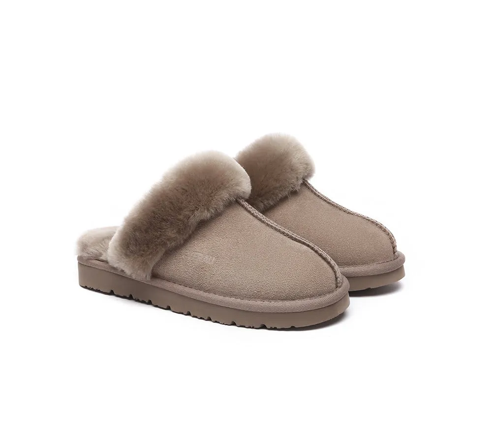 EVERAU® UGG Slippers Sheepskin Wool Suede Scuff Muffin