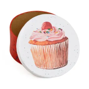 Gift Boxes-Vanilla Cupcake with Sprinkles-Paper Mache-Round-X-Small-Quantity 1