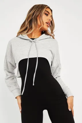 Grey Extreme Cropped Hoodie - Kalissa