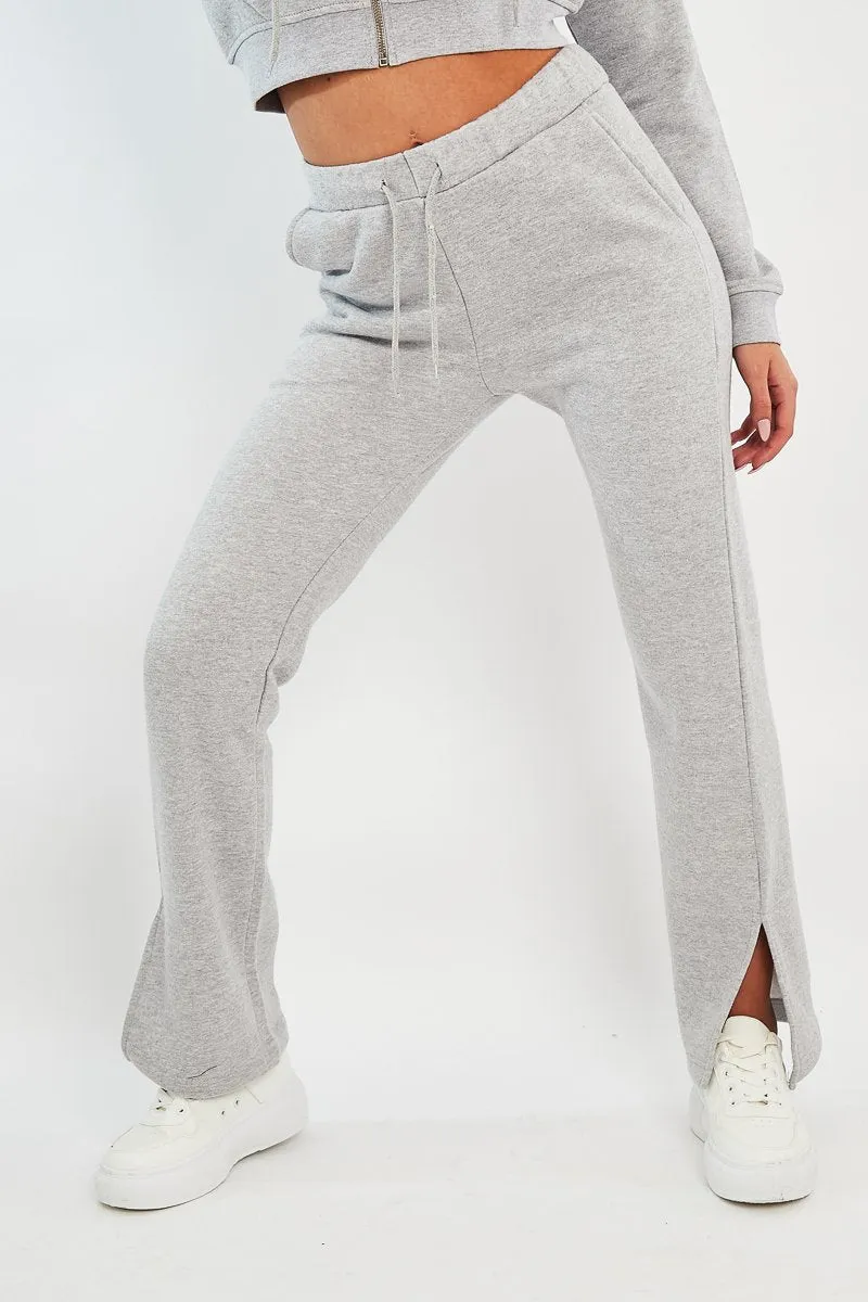 Grey Side Split Wide Leg Jogger - Halsey