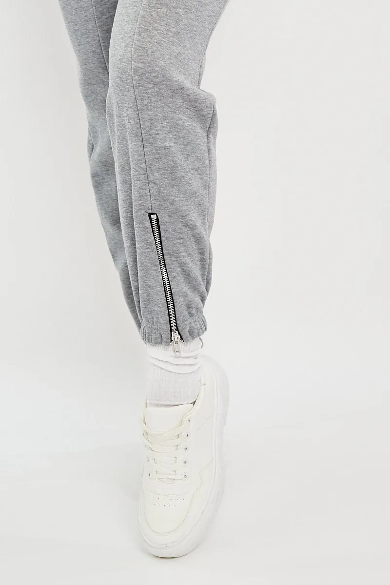 Grey Zip Ankle Joggers - Lanah