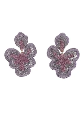 Hadley Purple Floral Embroidered Earrings