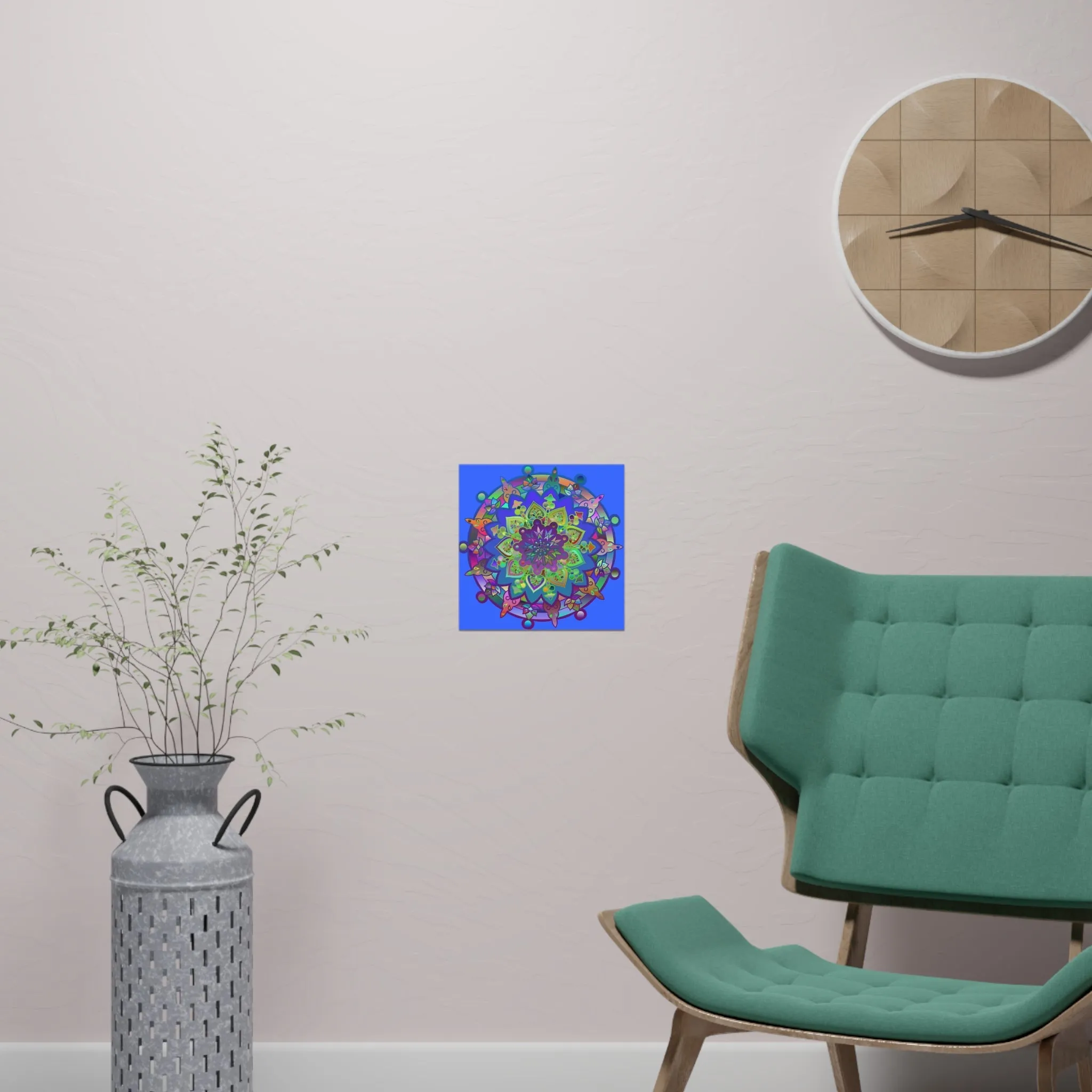 Hand-Drawn Bright Mandala Art Poster - Light Blue