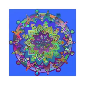 Hand-Drawn Bright Mandala Art Poster - Light Blue