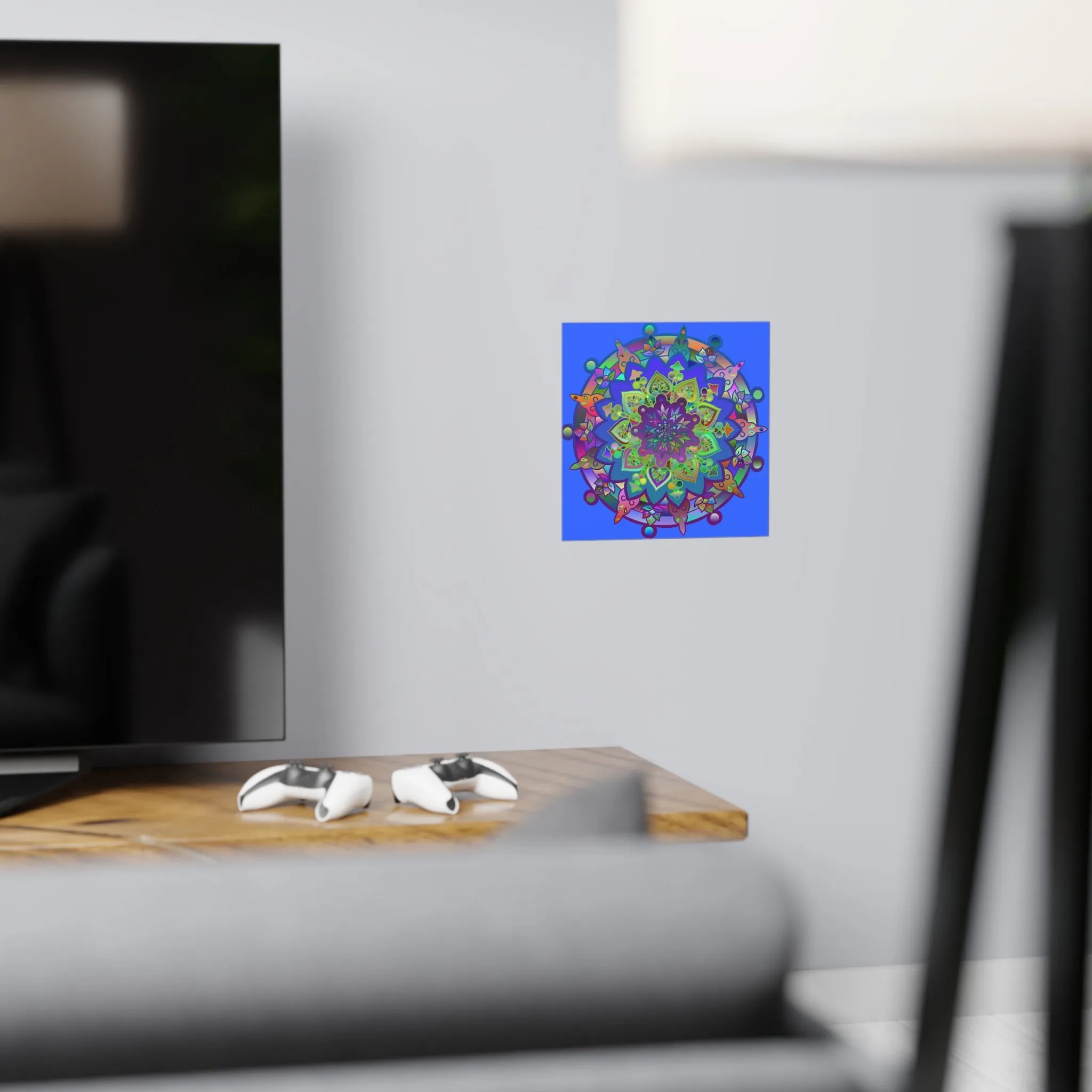 Hand-Drawn Bright Mandala Art Poster - Light Blue