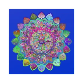 Hand-Drawn Mandala Art Poster - Medium Blue