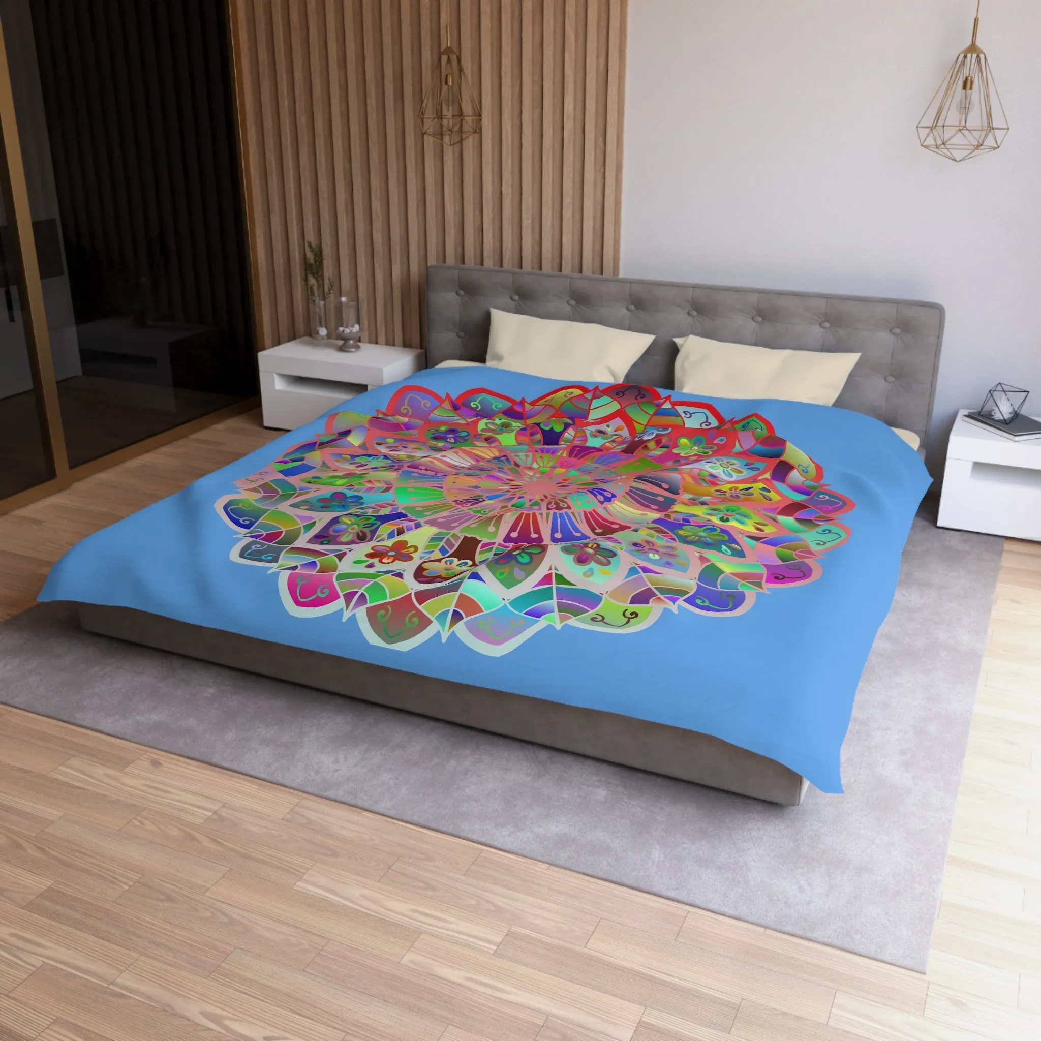 Handmade Mandala Design Microfiber Duvet Cover - Colorful Art