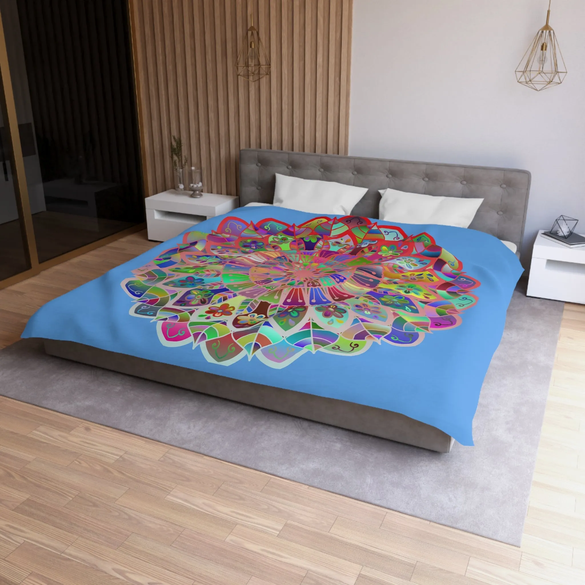 Handmade Mandala Design Microfiber Duvet Cover - Colorful Art