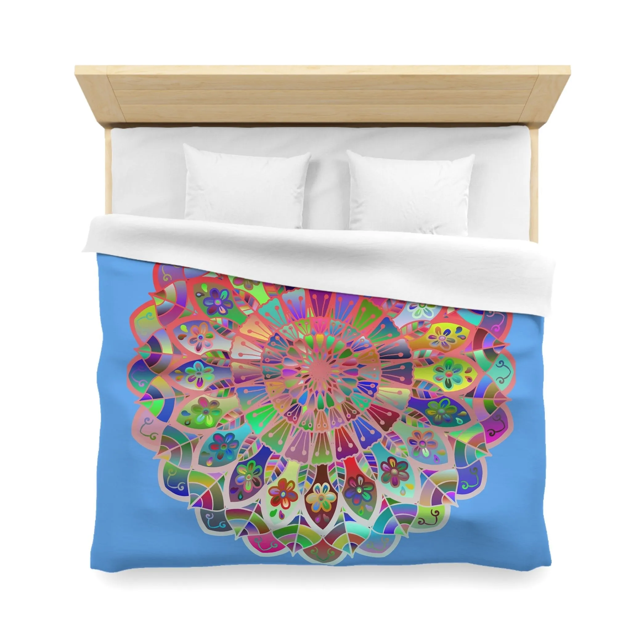 Handmade Mandala Design Microfiber Duvet Cover - Colorful Art