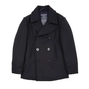 Manifattura Ceccarelli Panno Stio Wool Pea Coat in Navy