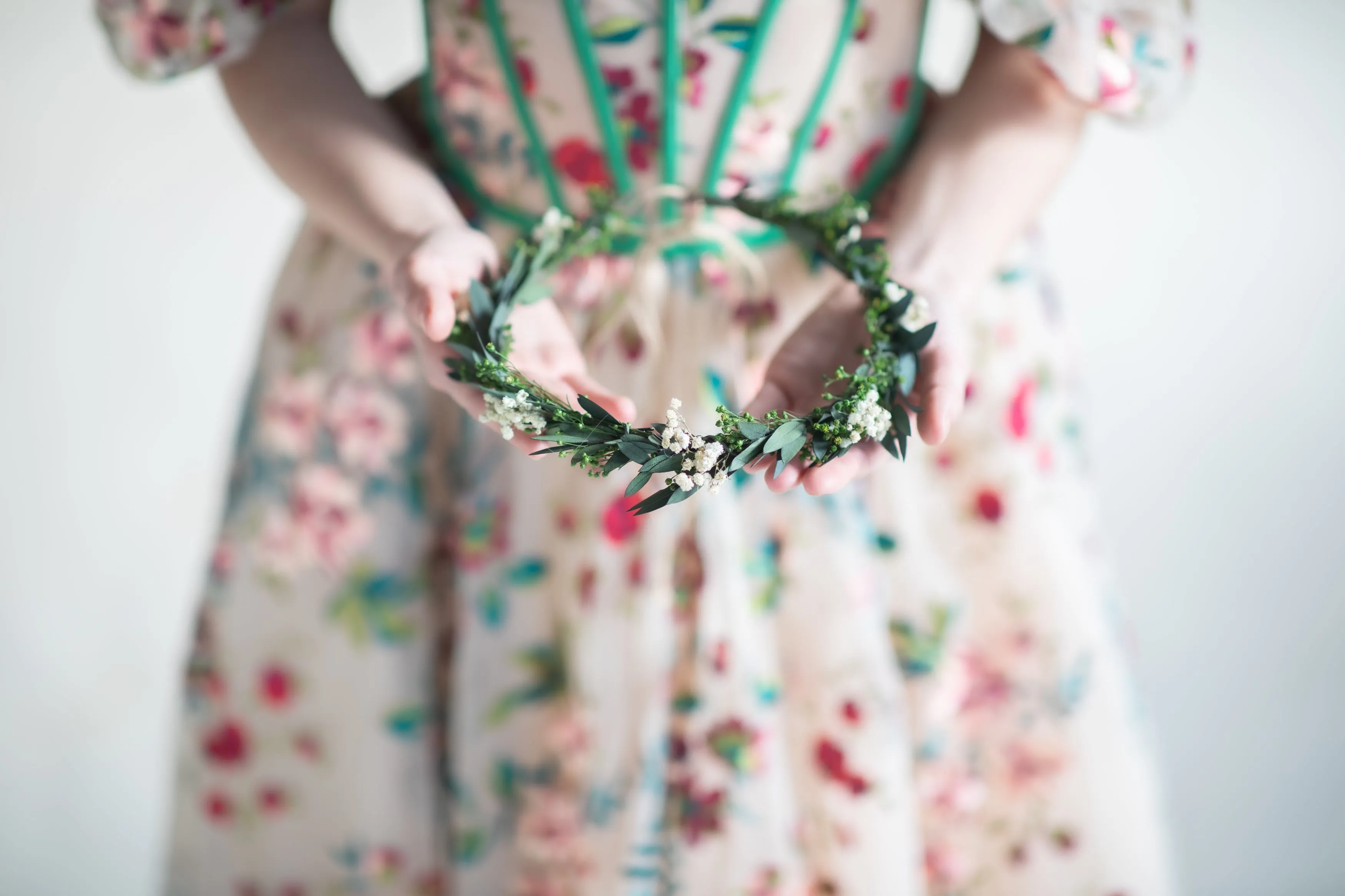 Natural greenery hair wreath