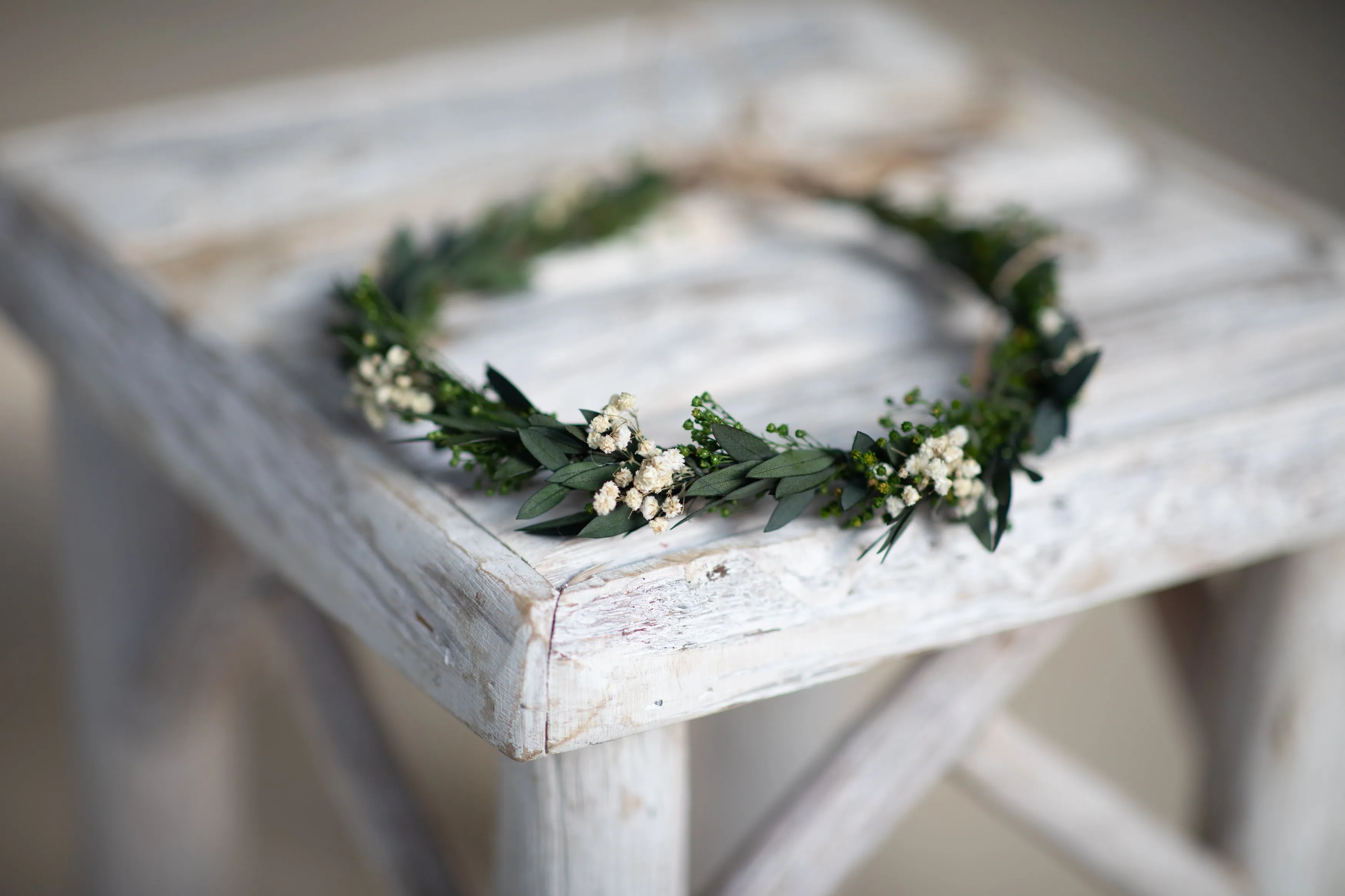 Natural greenery hair wreath