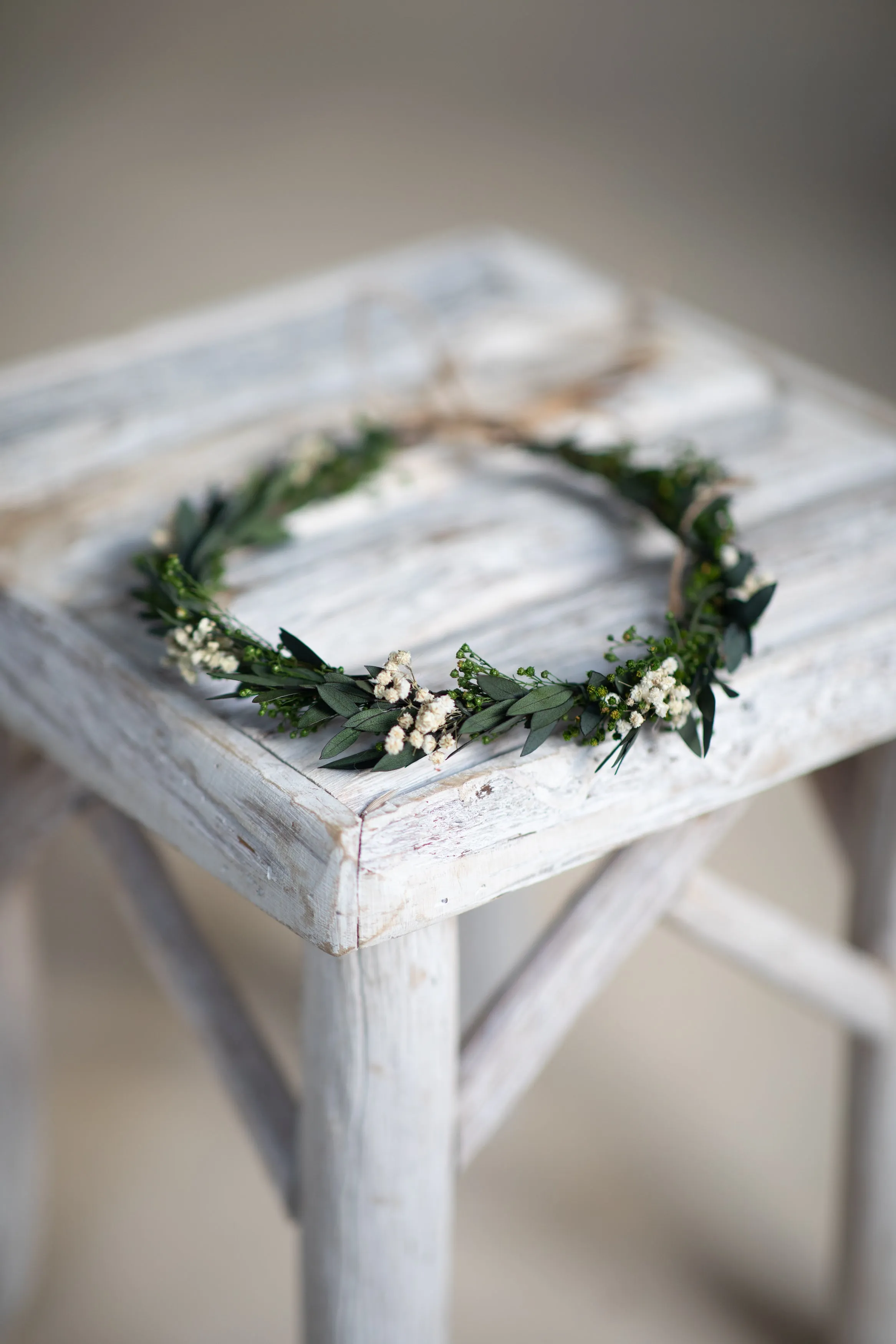 Natural greenery hair wreath