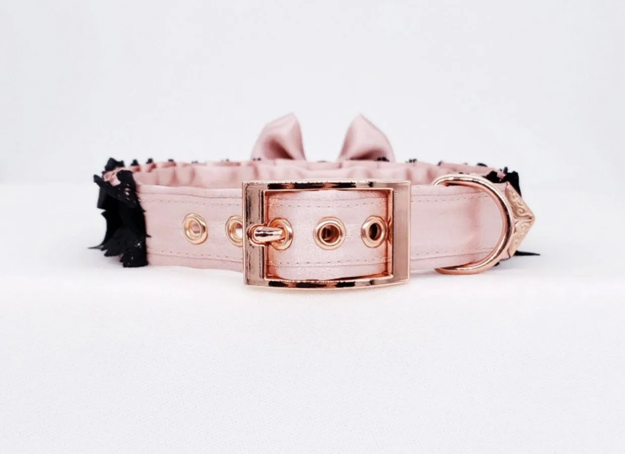 Rose Garden - Rose Gold and Black Lace Collar