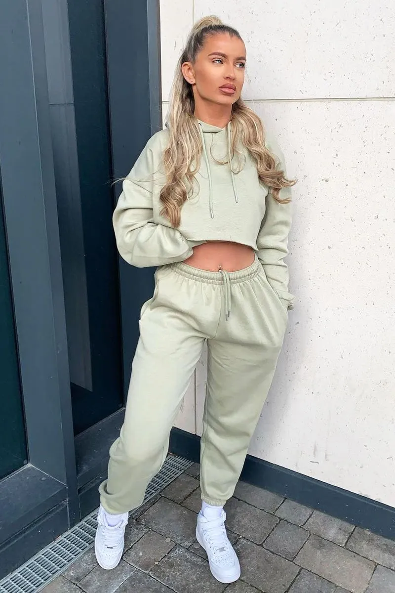 Sage Cropped Oversized Hoodie and Joggers Co-ord - Karenza