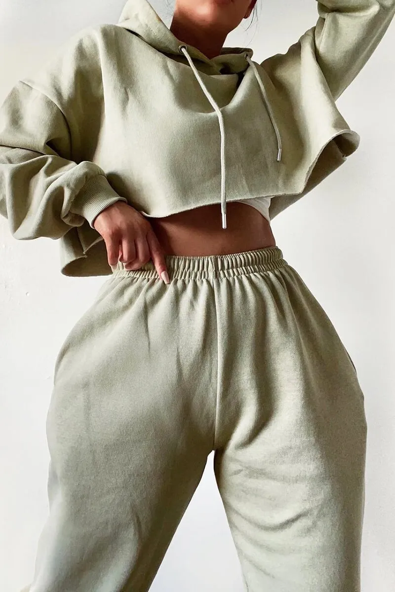 Sage Cropped Oversized Hoodie and Joggers Co-ord - Karenza