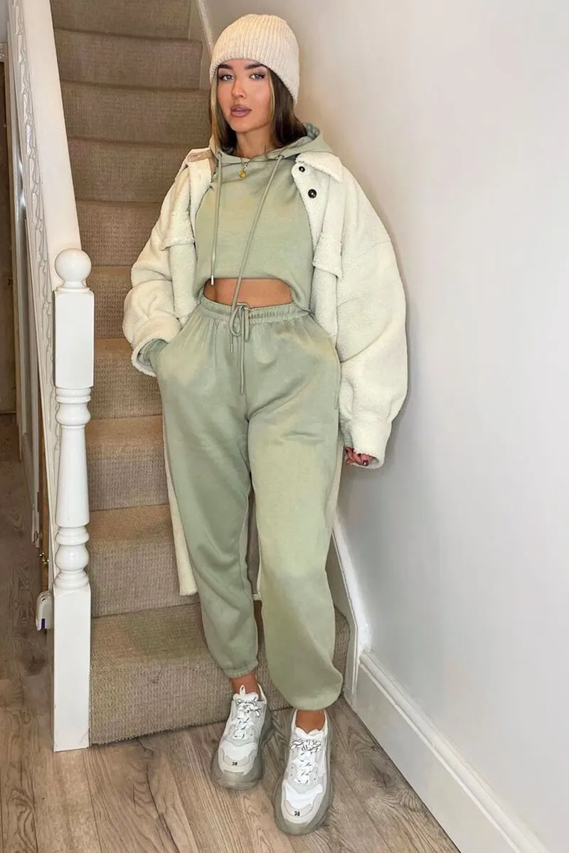 Sage Cropped Oversized Hoodie and Joggers Co-ord - Karenza