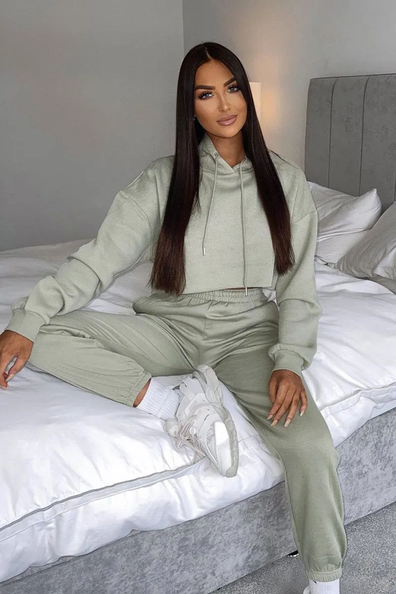 Sage Cropped Oversized Hoodie and Joggers Co-ord - Karenza