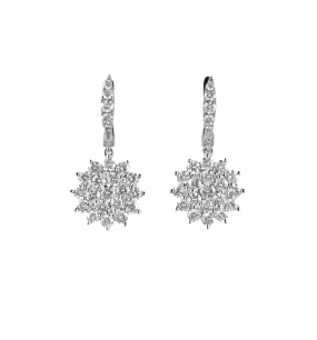 Snowflake Cluster Diamond Drop Earrings, 2.39 CT